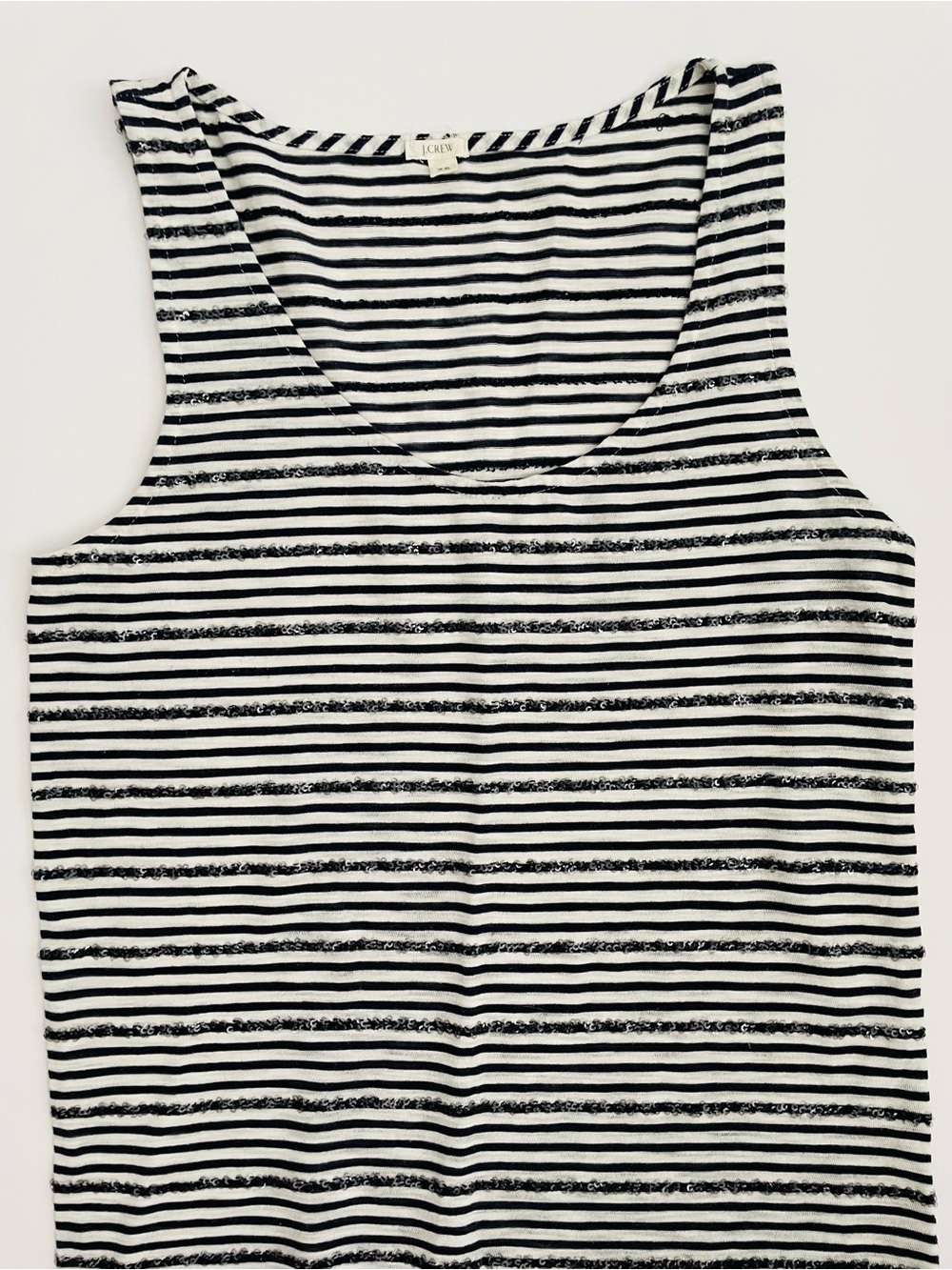 J. Crew Blue  & White Striped Scoop sequins Neck Tank